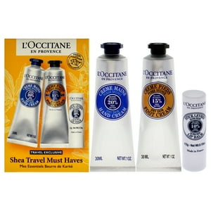 Juego Imprescindible De Viaje De Karité De Loccitane Para Unisex: Crema De Manos Para Piel Seca De Karité, Crema De Pies Para Piel Seca De Karité, Bálsamo Labial Ultra Rico Con Manteca De Karité