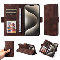 Carcasa Foxdock Iphone 15 Pro De Cuero Pu, Diseño Acolchado Clásico, Protección Contra Caídas Y Rayones