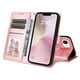 thumbnail image 5 of Funda tipo cartera FOXDOCK para iPhone 16e , diseño girasol en relieve, cuero PU, cierre magnético, soporte y tarjetero, 5 of 5