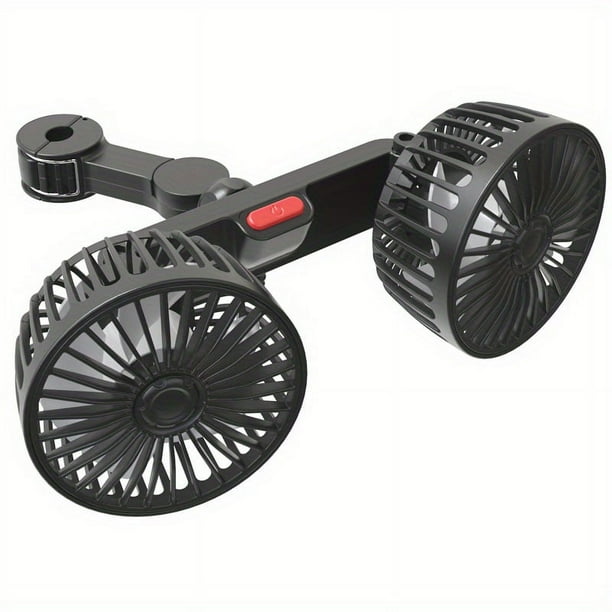 1 Pc Car Fan, Car Small Air Conditioner, Double-headed Rear Fan, Strong Wind, 360 Degrees Rotation, Large Air Volume, Subwoofer Operation, Base Fixed Clip Mounting Method, Suitable For Car Home