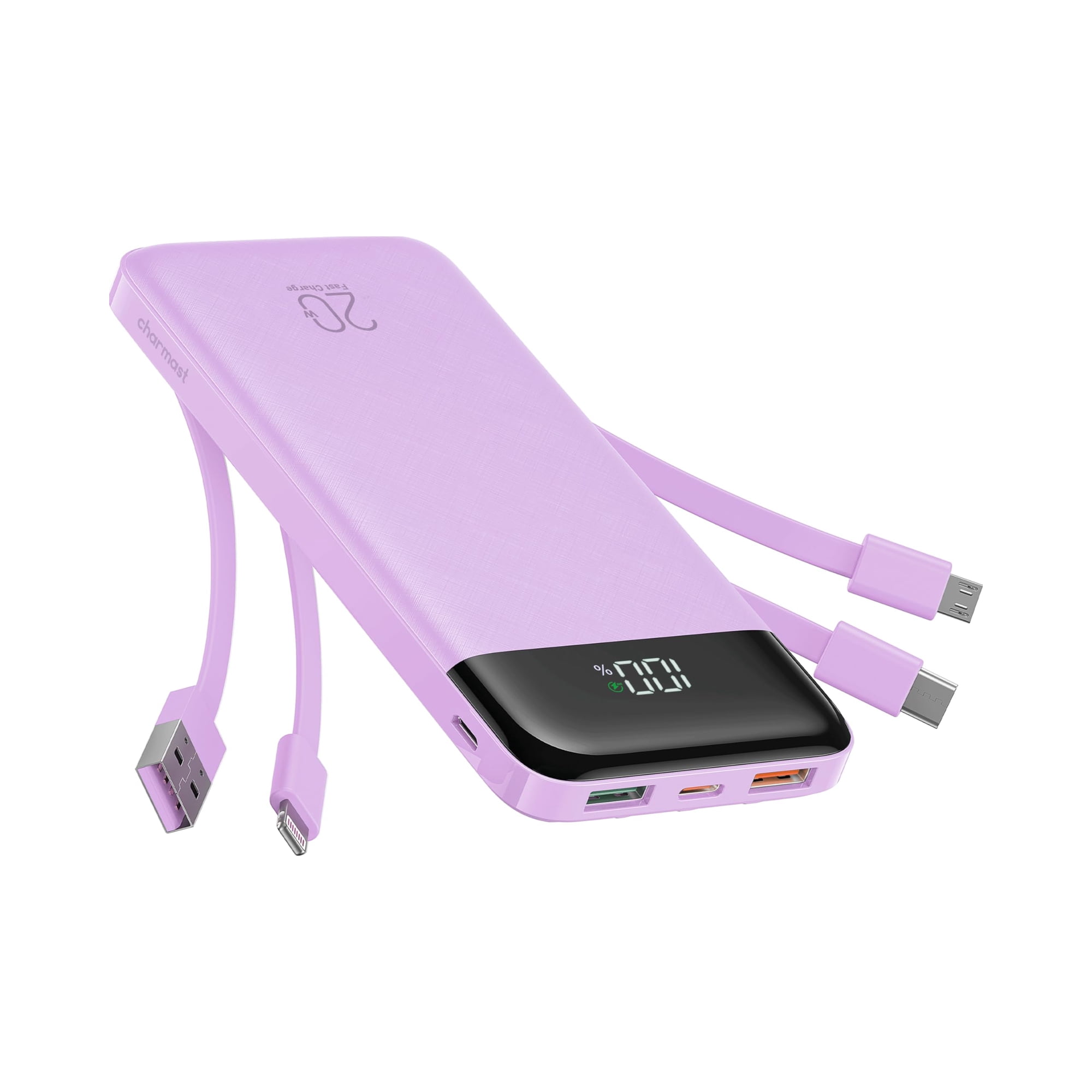 Power Bank Charmast, 20000 Mah, 20 W, Carga Rápida, Color Morado