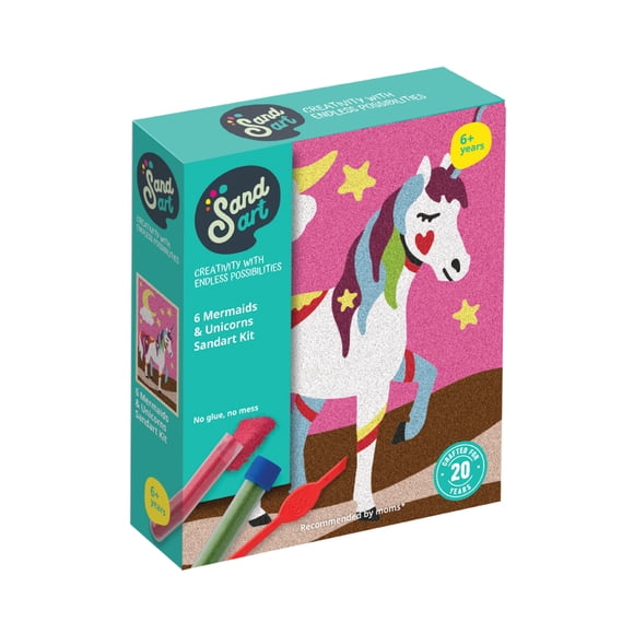 Kit Motricidad Fina Arte con Arena Sirenas y Unicornios 6 Diseños | SandArt | Niños Sin Pantallas | TSP5
