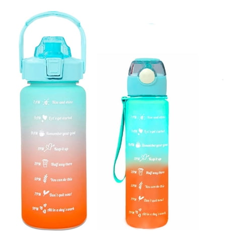 Genérico - Botellas De Agua Motivacionales 2L Y 900Ml Turquesa Naranja