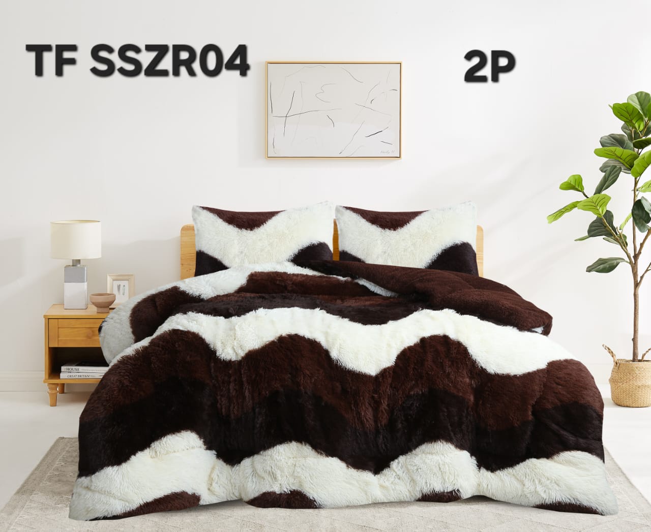 Aladdins Shop - Cobertor De Invierno Peludo Con Chiporro 2 Plazas Blanco Y Café