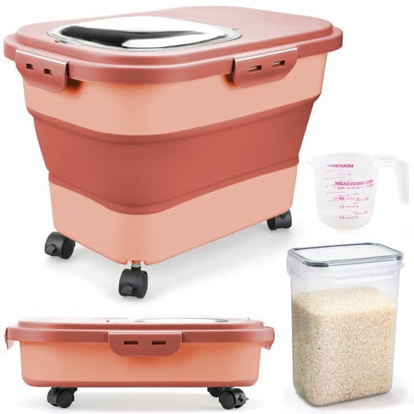 Contenedores de almacenamiento de arroz Komzon plegables de 9 a 14 kg con rueda