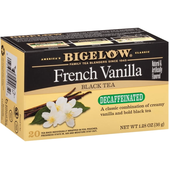 Tea Bigelow, vainilla francesa descafeinada negra, 120 bolsitas