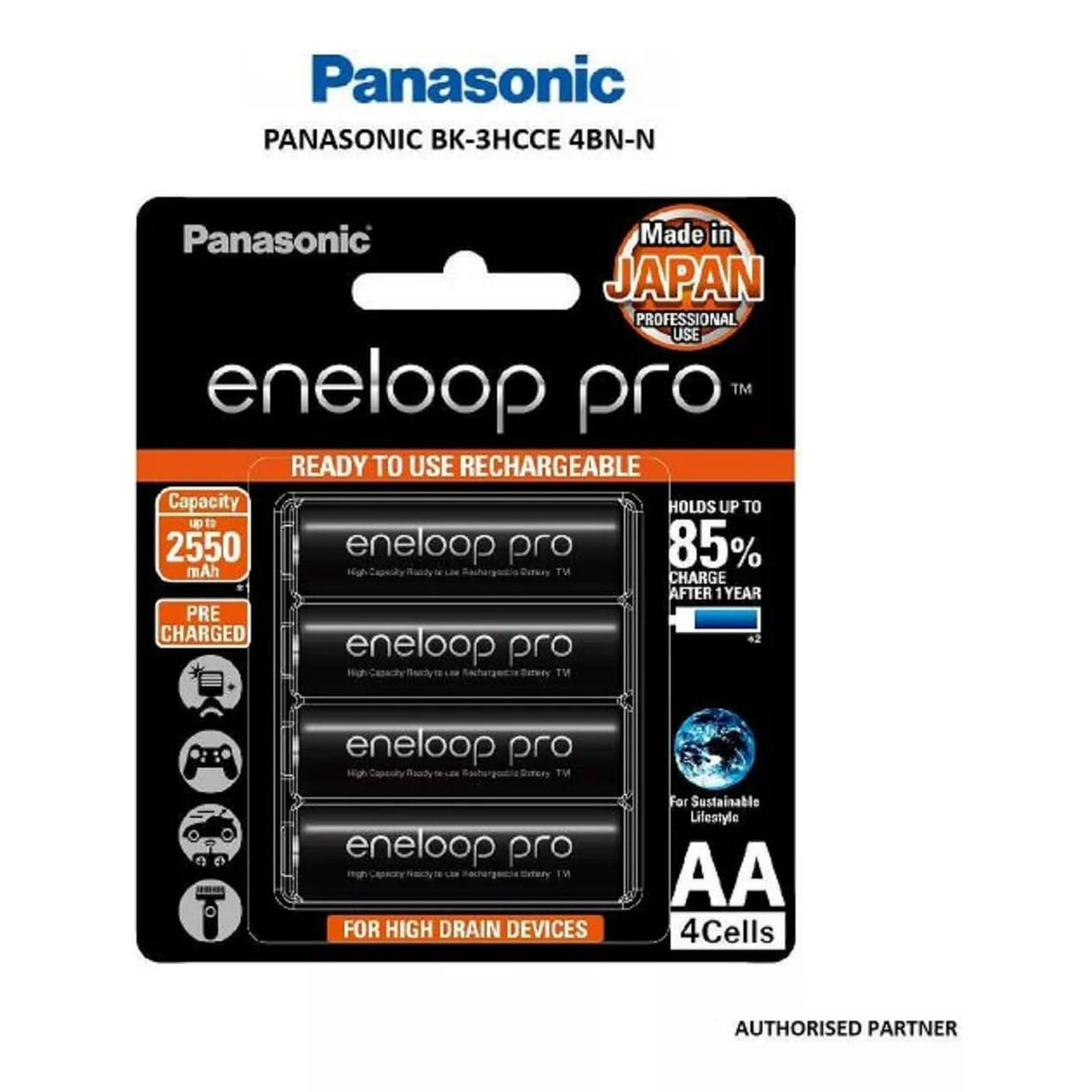 Panasonic - Pack De 4 Pilas Enerloop Pro Aa 2550 Mah Bk-3hcce/4bt Recargable