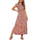 thumbnail image 4 of INSPIRE CHIC Vestido Largo Floral de Mujer con Cuello en V, Volantes Fruncidos, Capas, Verano, Playa, Manga Corta y Bolsillos, Talla S, Gris Verde, 4 of 5