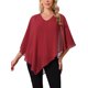 thumbnail image 1 of Top fluido de mujer INSPIRE CHIC con escote en V, blusas ligeras de gasa, camisa asimétrica elegante de doble capa para verano XL rojo vino, 1 of 6