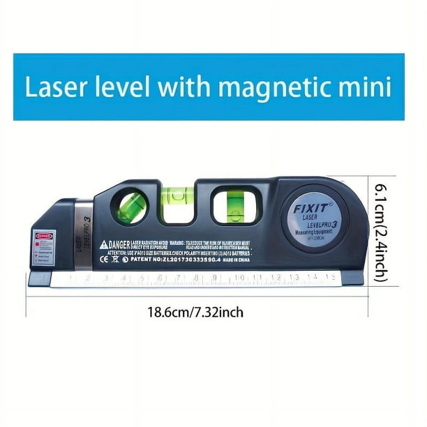 1pc Precision Multi-Purpose Laser Level, Horizontal Vertical Laser Beam Measuring Tape, Magnetic Laser Level, Non-Magnetic Laser Level For Construction, Interior Design