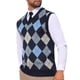 thumbnail image 4 of INSPIRE CHIC Chaleco de Punto Casual sin Mangas con Cuello en V a Cuadros Argyle para Hombre XL Azul Marino, 4 of 5