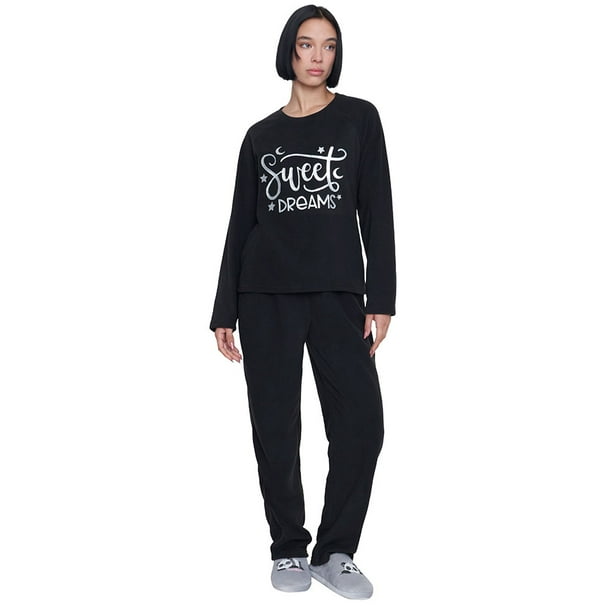 Pijama Mujer Polar Básico Negro Corona