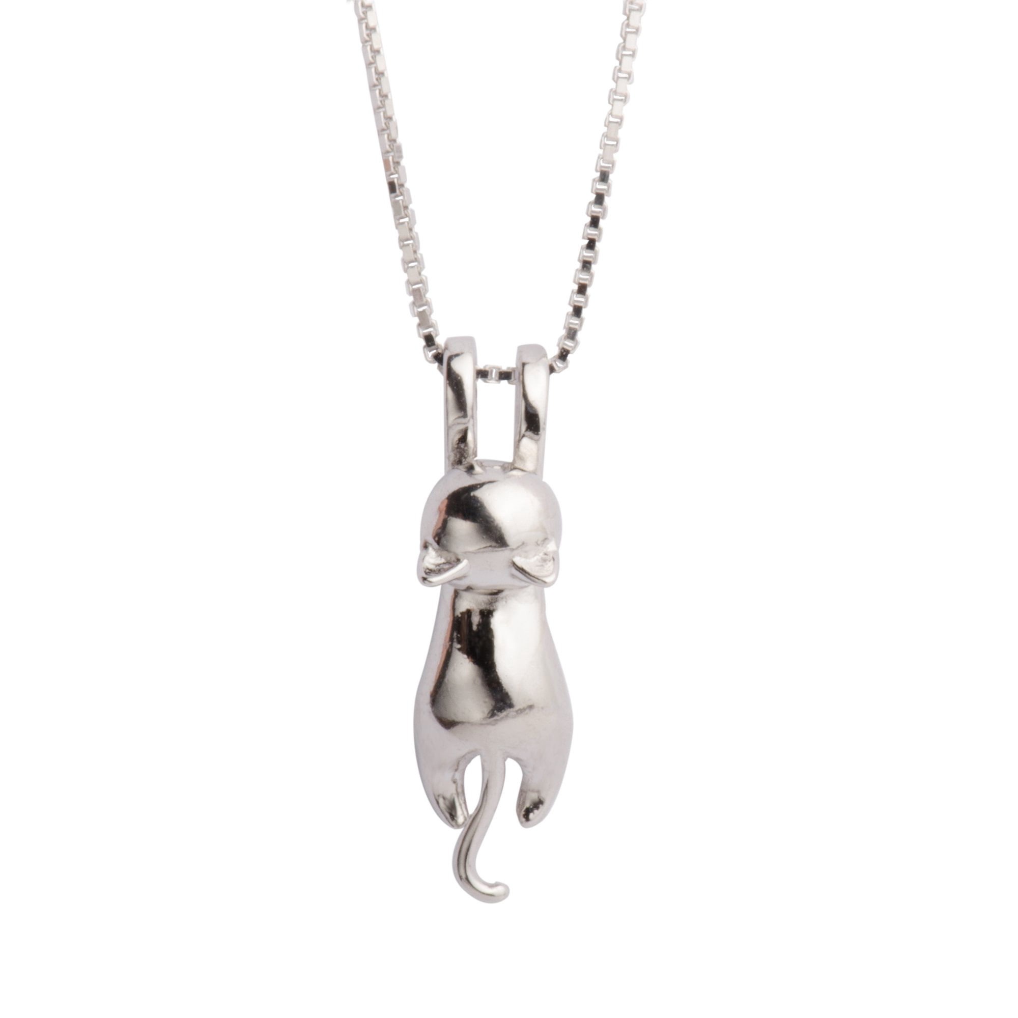 Collar S.leaf De Plata De Ley Con Forma De Gato Para Mujer Con Extensor
