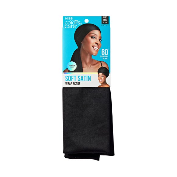 Pañuelo KISS COLORS & CARE de Satén Negro 150 cm