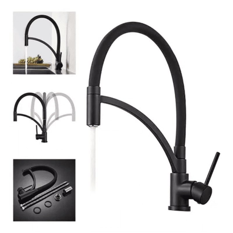 Genérico - Grifo Llave Lavaplatos De Lujo Monomando Cocina Acero Negro