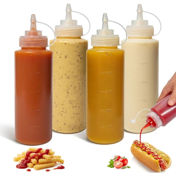 OAMCEG 16 oz Condiment Squeeze Bottles, paquete de 4