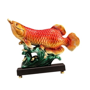 Bothyi - Estatua De Pez Arowana Escultura De Animal Coleccionable Para Dormitorio Oficina Año Nuevo Verde