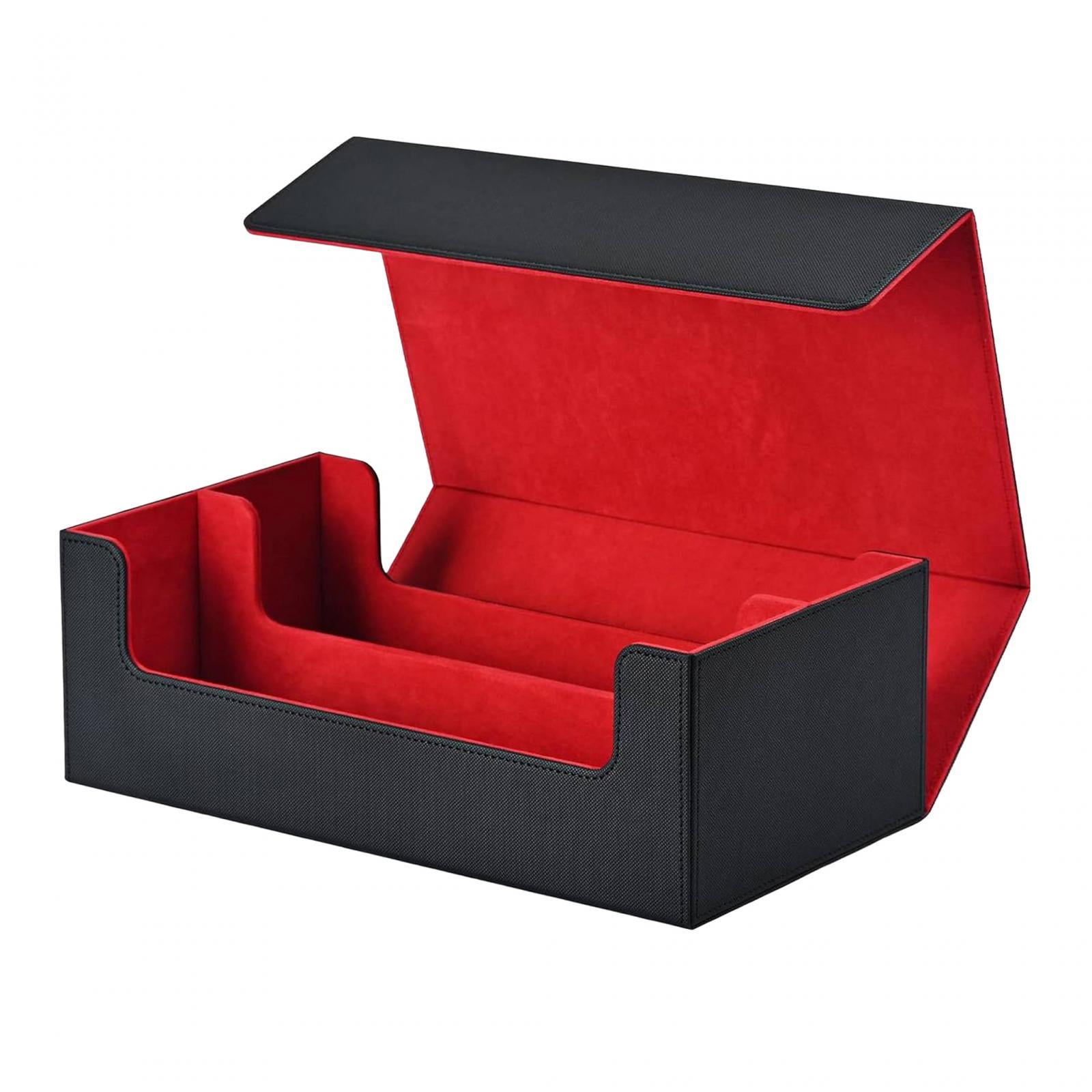 Magideal - Caja Para Más De 1200 Barajas De Cartas, Soporte Protector Para Tarjetas, Contenedor Con Cierre Para Tarjetas Negro Y Rojo