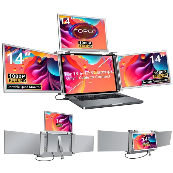 Monitor extensor de pantalla para portátil FOPO S680, monitor cuádruple de 14 pulgadas
