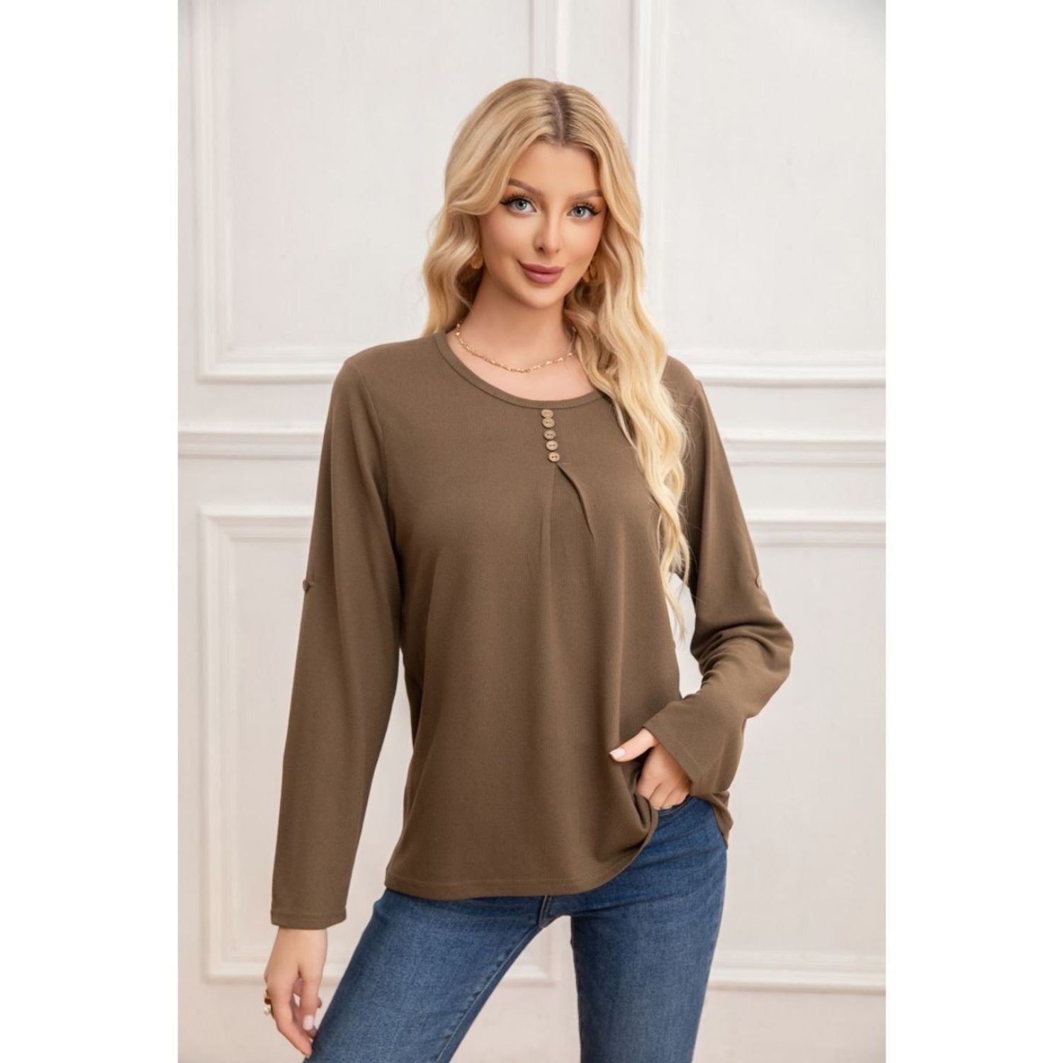 Likeshop - Sweater Mujer Tejido Cuello Redondo Manga Larga 2006