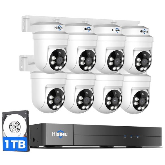 Sistema de cámaras de seguridad Hiseeu 8x5MP PTZ con cable y HDD de 1TB