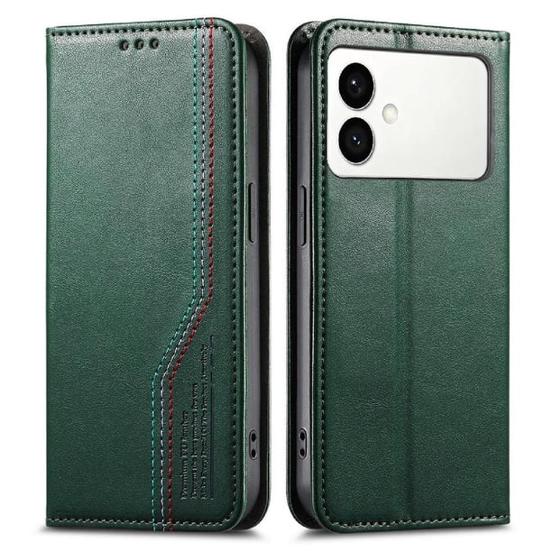 Funda tipo cartera para Samsung Galaxy S26 Edge de piel con cierre magnético, ranuras para tarjetas y correa para la muñeca Verde
