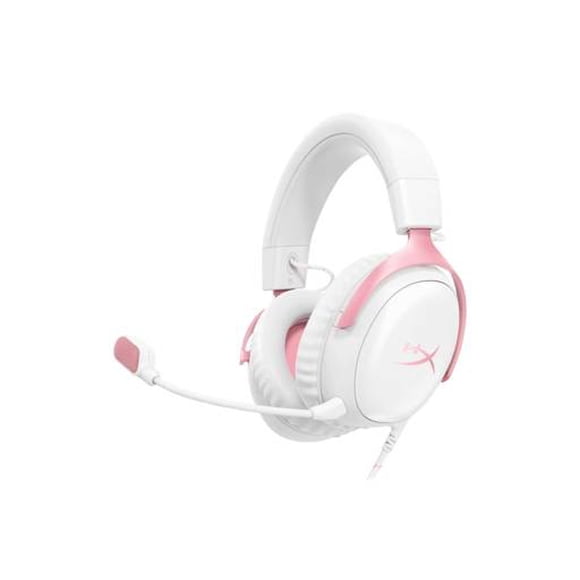 Audifono Gamer HyperX Cloud III, cancelacion de ruido, compatibilidad multiplataforma, White pink