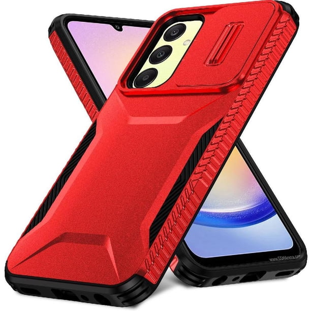 Funda Resistente para Samsung Galaxy A25 5G con Tapa Deslizante y Protección Militar Rojo