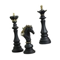 Magideal - 3 Piezas Estatuas De Ajedrez Adornos Para El Hogar Esculturas De Mesa Figuras De Colección Con Líneas Suaves Para Disfrute Visual Adecuado Para Regal Negro