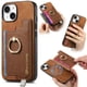 thumbnail image 1 of Funda Magnética Para Iphone 14 Con Billetera Y Anillo Protector Resistente Marrón, 1 of 5