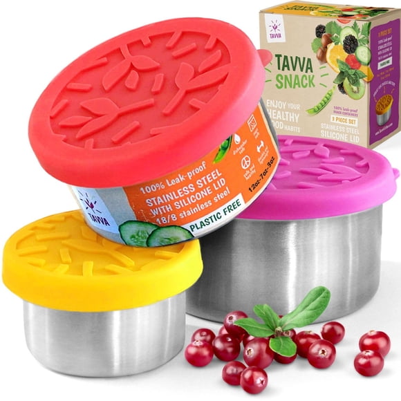 Recipientes para aperitivos TAVVA de acero inoxidable para niños, 350 ml/200 ml/100 ml