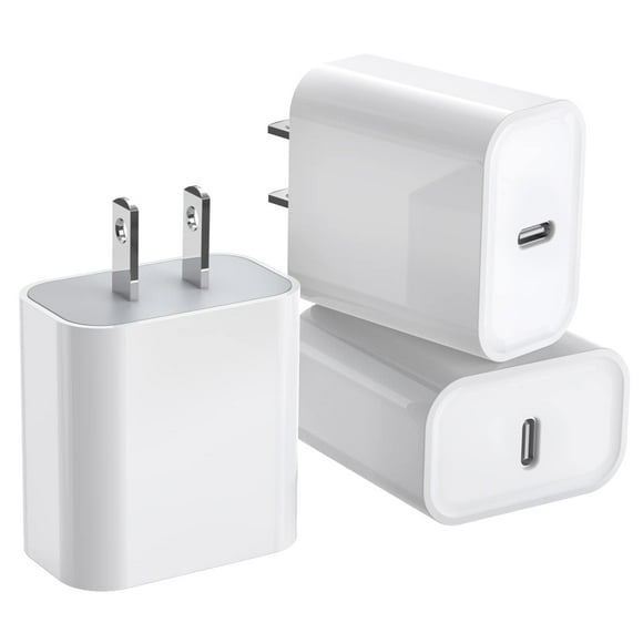 Cargador USB C de 20 W con suministro de energía para iPhone 16/15, paquete de 3
