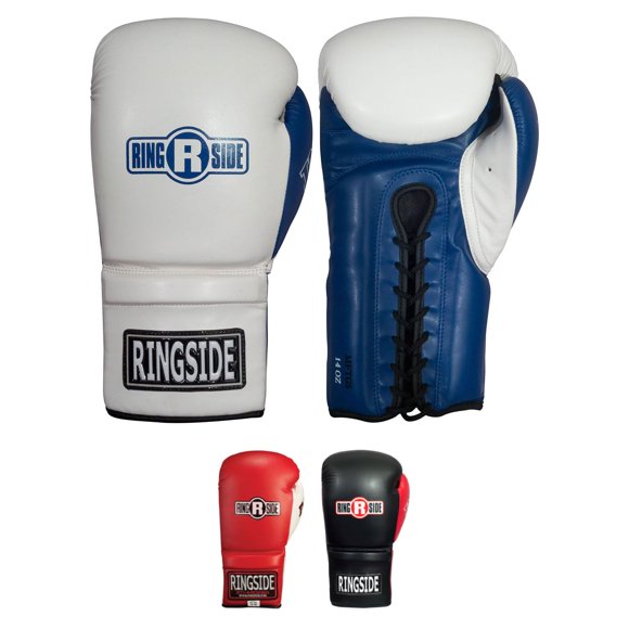 Guantes de Boxeo Ringside 14 oz con Cierre de Cordones, Blanco, Tecnología IMF