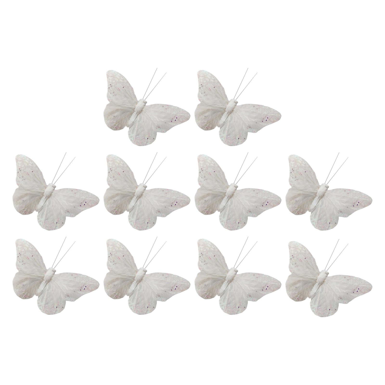 Magideal - 10 Piezas De Decoración De Pared De Mariposa 3d, Calcomanías Decorativas De Pared De Moda Blanca, Adorno Simulado Artesanal Para Comedor, Cumpleaños, 75 Cm