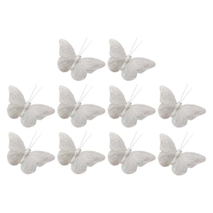 Magideal - 10 Piezas De Decoración De Pared De Mariposa 3D, Calcomanías Decorativas De Pared De Moda Blanca, Adorno Simulado Artesanal Para Comedor, Cumpleaños, 75 Cm