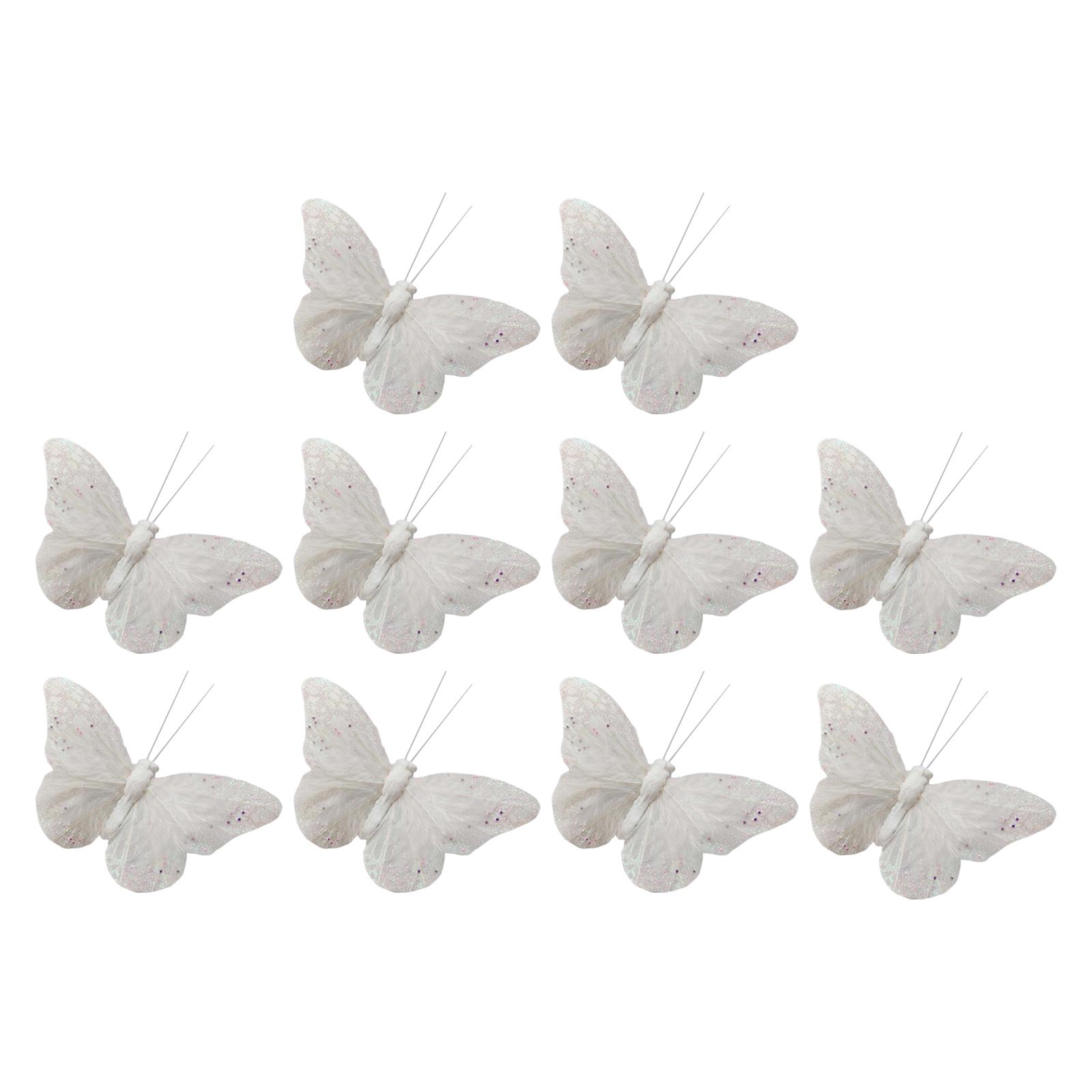 Magideal - 10 Piezas De Decoración De Pared De Mariposa 3D, Calcomanías Decorativas De Pared De Moda Blanca, Adorno Simulado Artesanal Para Comedor, Cumpleaños, 75 Cm