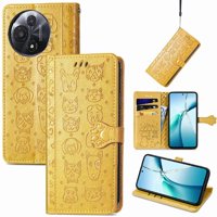 Funda Cartera Foxdock Para Tcl 60 , Flip Pu Con Relieve De Gatos Y Perros, Tarjetero Y Soporte