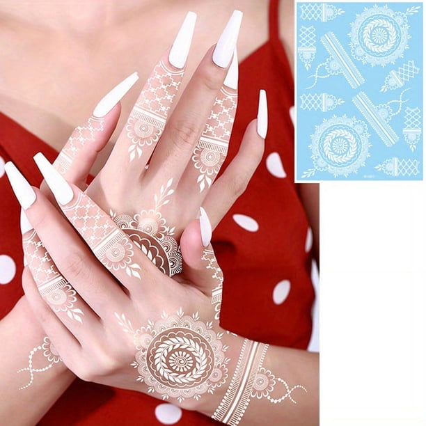 1 Sheet Floral Temporary Tattoo, Lace Decal Flower Pattern, Waterproof Hand Arm Wrist Body Fake Tattoos For Women