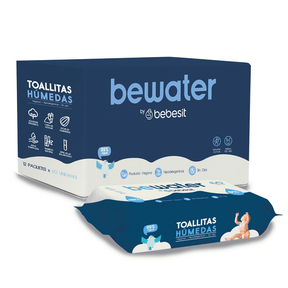 Wipes Toallas Húmedas BeWater Bebesit - Caja 12x60 unidades