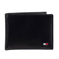 Cartera Tommy Hilfiger, Delgada, Doblada, De Piel, Color Negro, Color Negro, Para Hombre