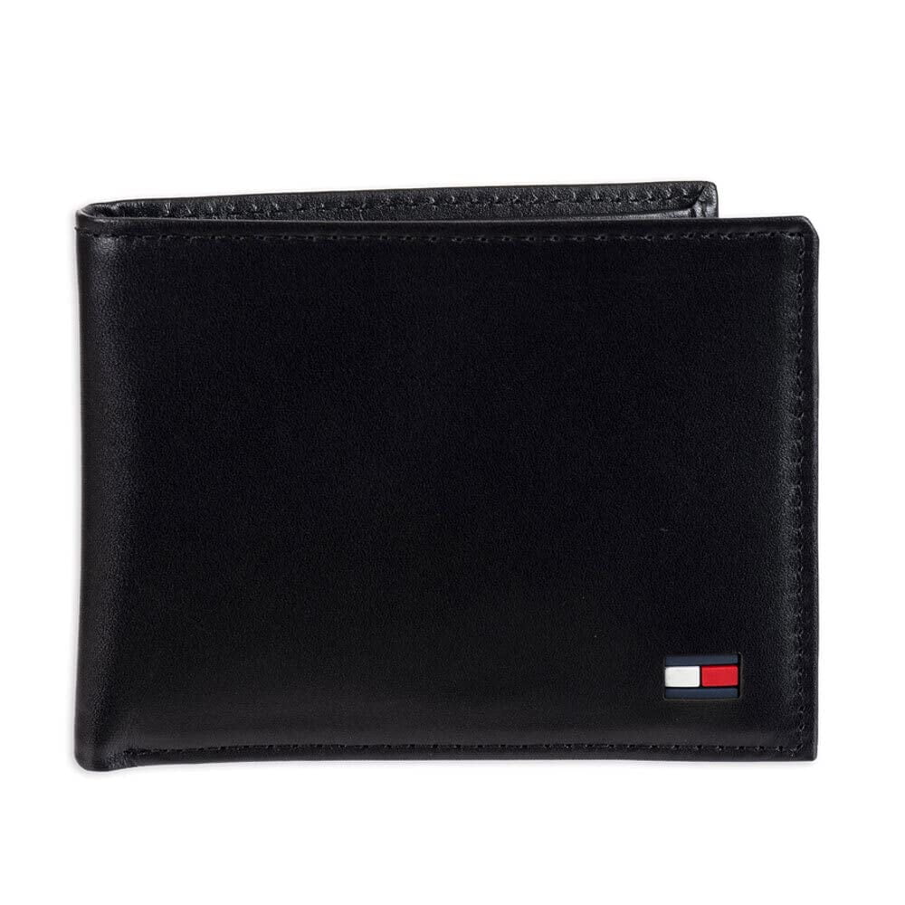 Cartera Tommy Hilfiger, Delgada, Doblada, De Piel, Color Negro, Color Negro, Para Hombre