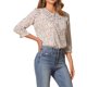 thumbnail image 4 of INSPIRE CHIC Blusa Boho Inspirada para Mujer con Estampado Floral, Cuello con Lazo, Manga 3/4, Tops Casuales M Beige Rojo, 4 of 6