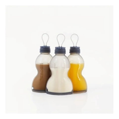 Spazio Bambini - Pack De 3 Botellas De Silicona Reutilizables, Color Blancas