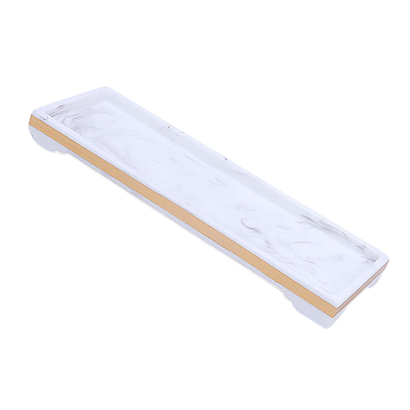 Magideal - Bandeja De Cerámica Para Tocador, Bandeja Para Encimera De , Bandeja De Perfume De Mármol, Bandeja Decorativa Rectangular Para Tocador, Encimera Blanco