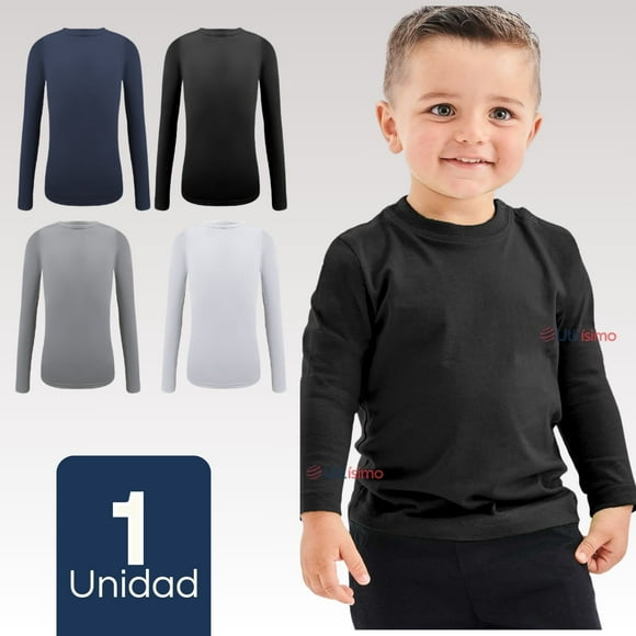 Camiseta Bambú Primera Capa Polera Niño Cuello Redondo Surtido