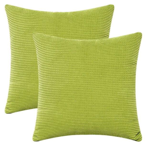 REGALWOVEN 2 Piezas de Fundas de Almohada de Pana Clásica Moderna Suave y Sólida para Sofá, Sofá, Hogar, Dormitorio Verde 18" x 18"