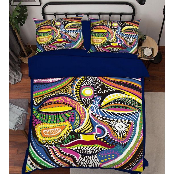 Face Pattern Quilt Duvet Cover Set Soft Bedclothes Super Home Textiles3-Piece Bedding Set