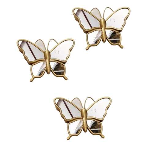 Genérico - Set De 3 Espejos Mariposa Dorado Decoración Glamour Jhn