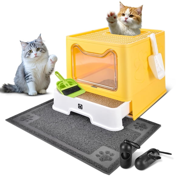 Caja de arena HOMAGICO extra grande amarilla de doble acceso