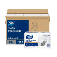 Toalla Interfoliada Doble Hoja Elite 18 Pq X 200 Hojas. Toalla Papel